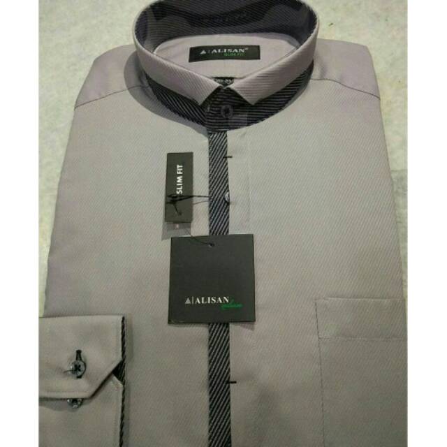 Alisan Kerah Koko Kombinasi Special Slimfit Lengan Panjang