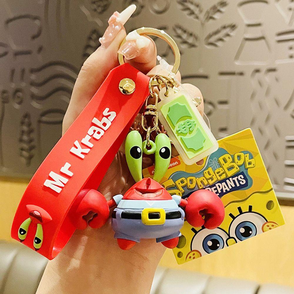 Agustinina Kartun Gantungan Kunci Kreatif Perempuan Krabs Bos Hadiah Patrick Star Squidward Alloy Key Lanyard