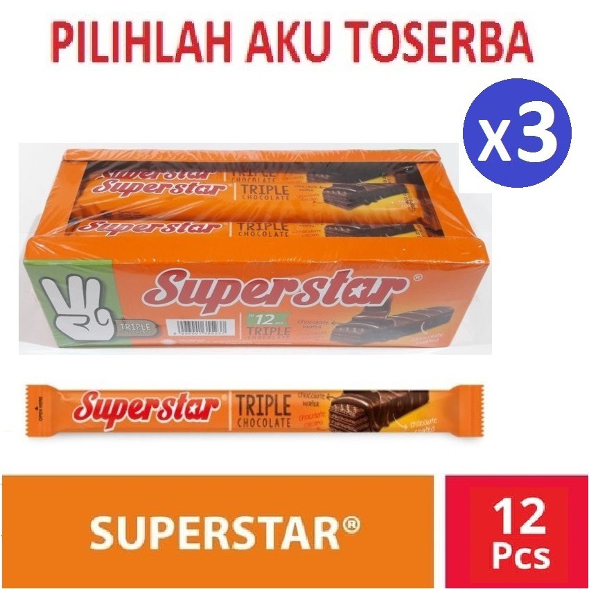 Superstar Triple Chocolate - 1 box 12 Pcs @16gr ( 1 PAKET ISI 3 BOX)