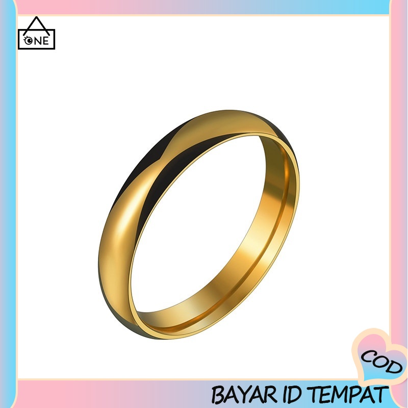 COD❤Cincin Emas Asli Kadar 375  itanium Pasangan  Untuk Couple Gold Ring US6 A one