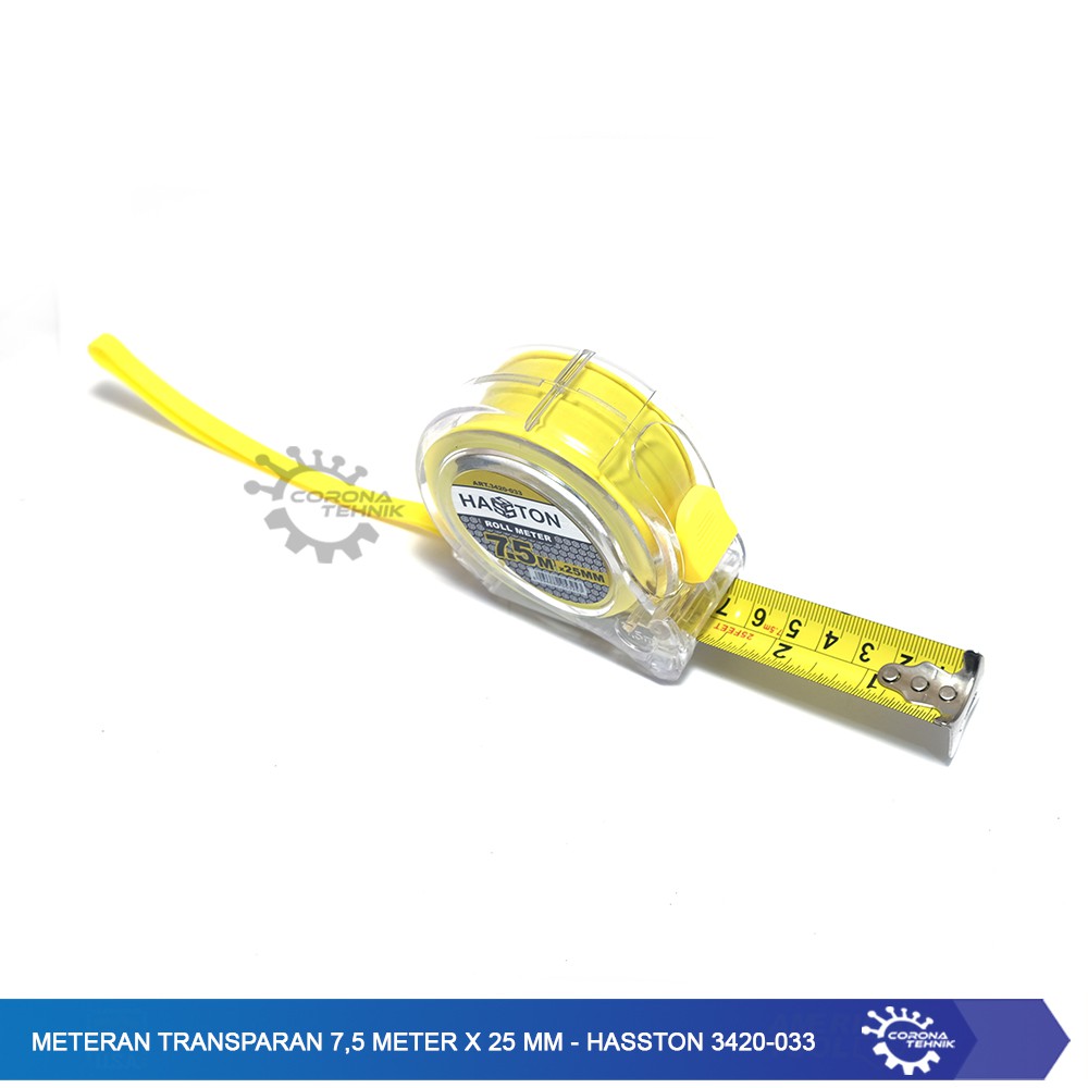 Meteran Transparan 7,5 Meter x 25 mm - Hasston 3420-033 - Anti Pecah !