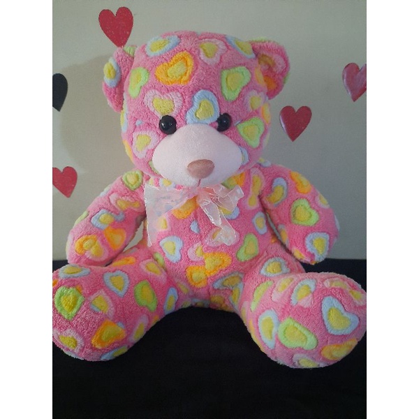 Boneka bear bulu love-boneka beruang duduk warna pink love