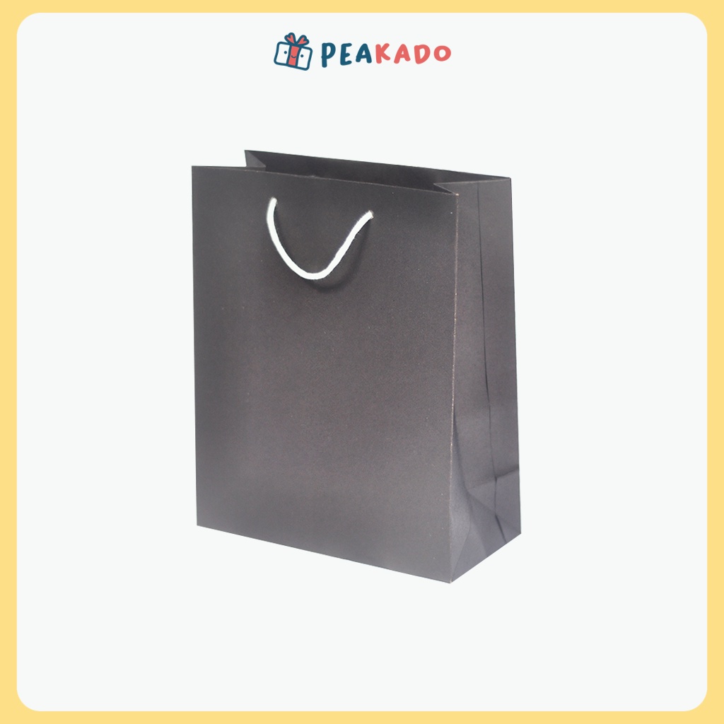

Paper Bag Hitam Polos Tas Kertas Souvenir Kraft Tebal Bungkus Kado Ukuran Sedang 20x25x9