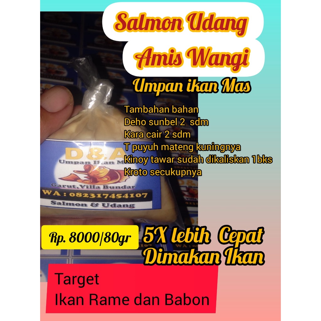 Umpan Ikan Mas salmon & Udang 75 gram/Umpan Neter Ikan Mas/Umpan Praktis Ikan Mas/Umpan Tanpa Kukus/