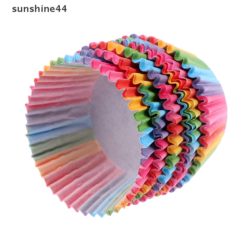 Sunshine 100pcs Kertas Cetakan Cupcake Warna Hujan