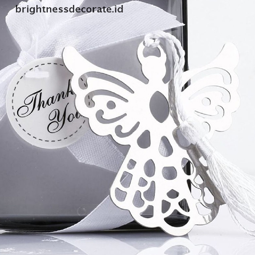 [birth] Hot Stainless Steel Silver Guardian ANGEL Bookmark Tassel Page Marker Ribbon Box [ID]