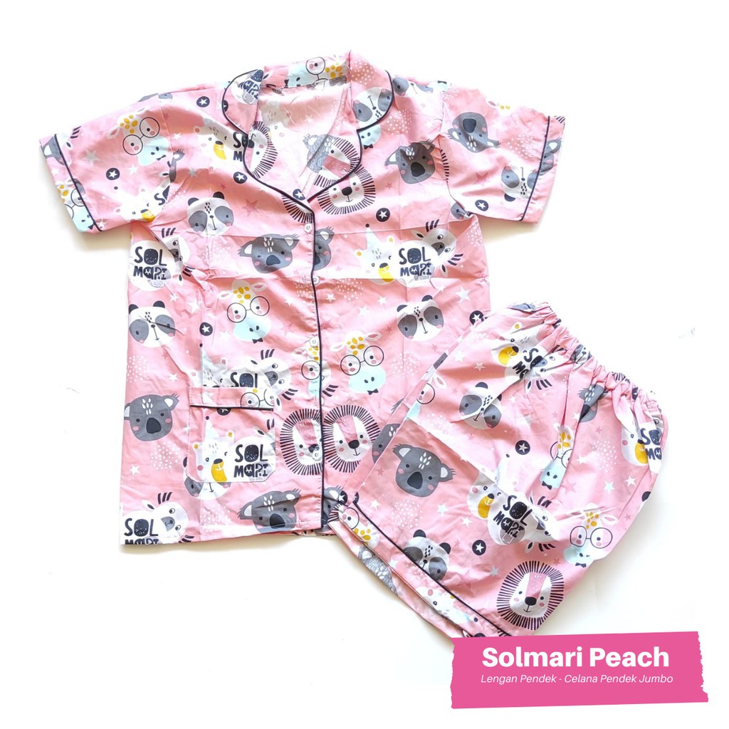 Piyama dewasa jumbo ld 120 cm celana pendek hotpant-Sunmory Peach HPJ