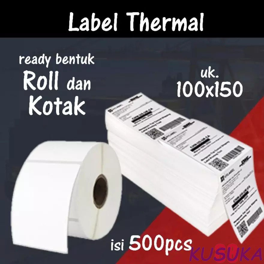 

KUSUKA LABEL STICKER THERMAL BARCODE 100x150 LIPAT 500pcs UKURAN A6