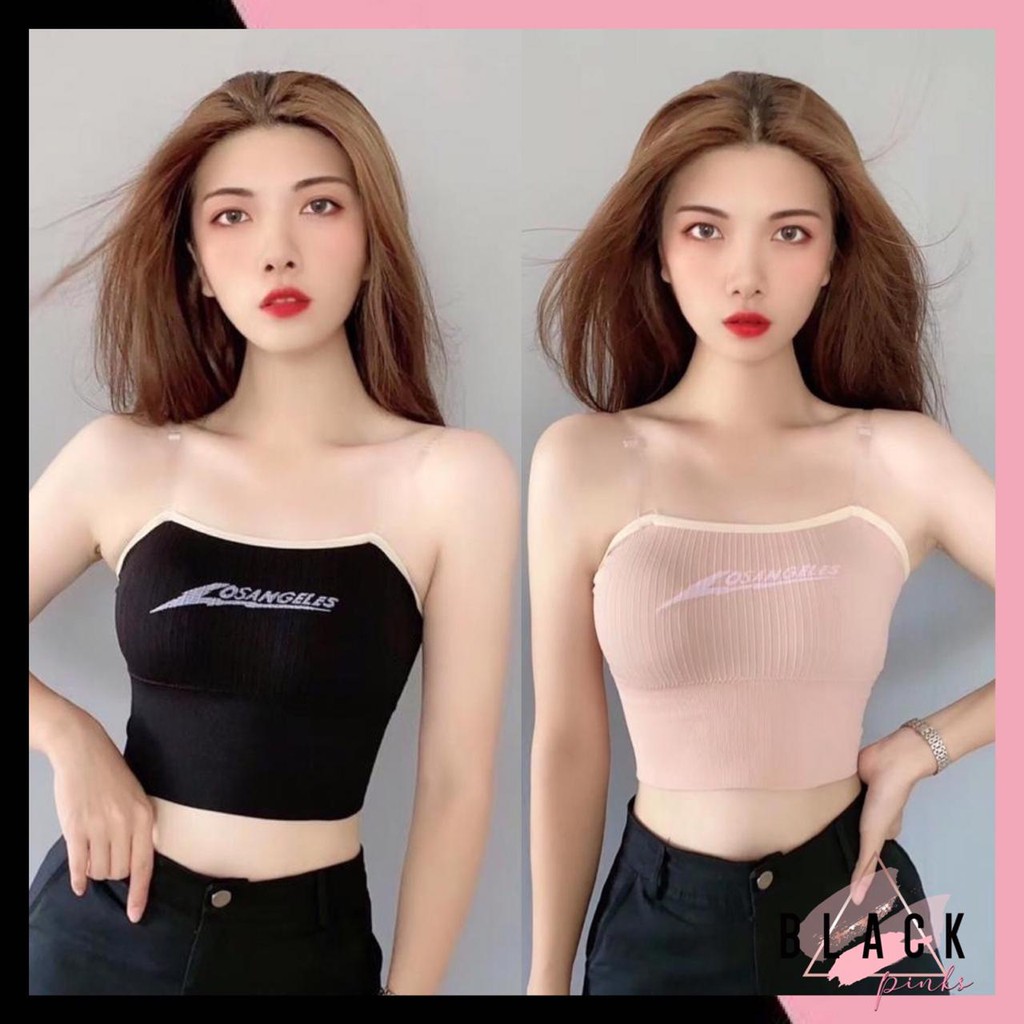 Blackpink Tank Top Bra Sport Seamless Pakain Dalam Wanita Yoga Tali Transparan 1059-1