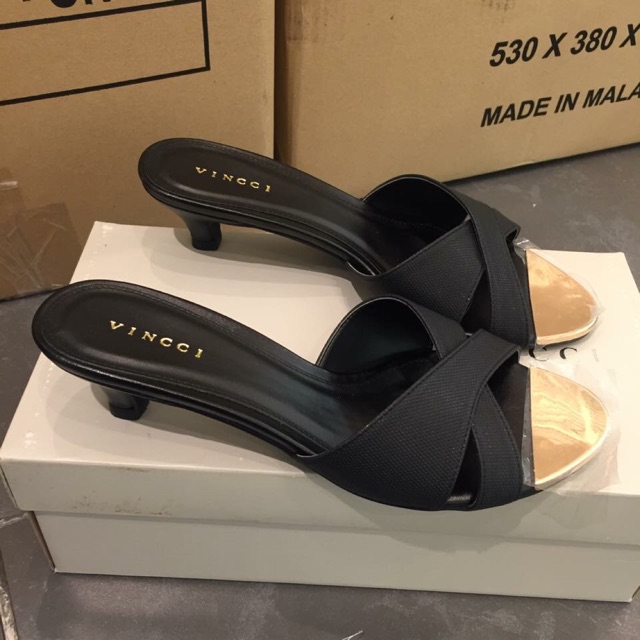 VINCCI sandal heels selop black original murah sale