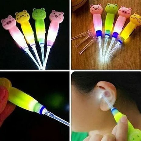 1 SET PEMBERSIH TELINGA ANAK - Korek Telinga Dengan Lampu LED Anak chn earpick ear