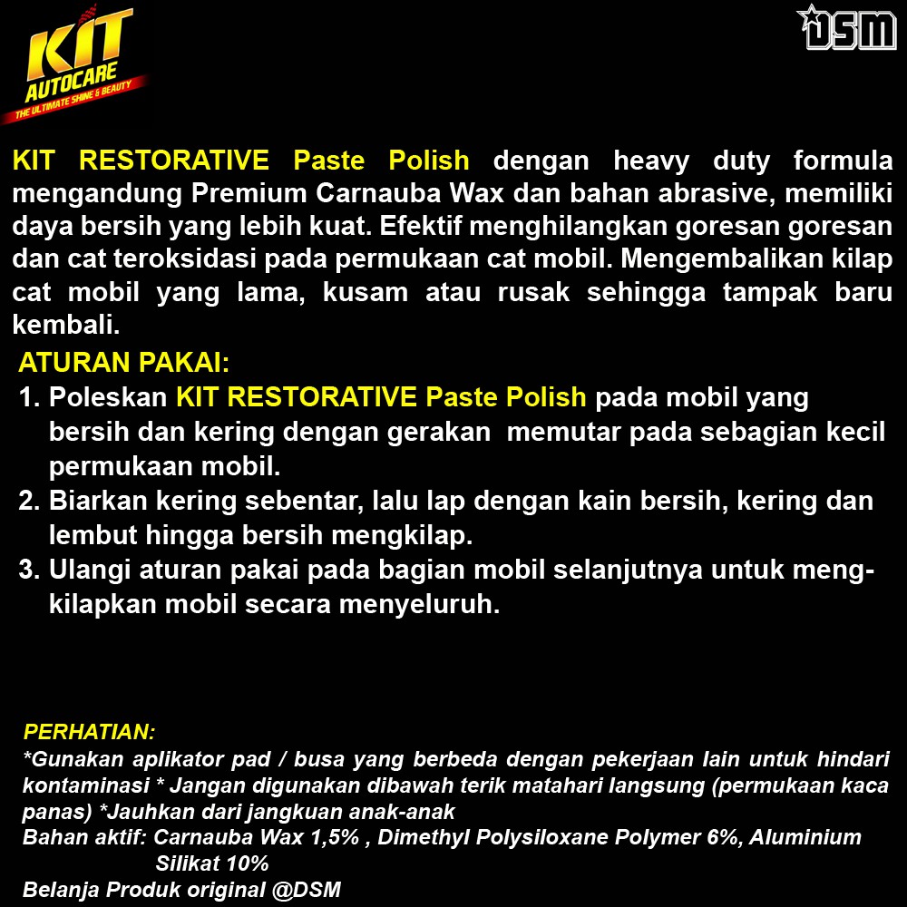 KIT Restorative Heavy Duty Paste Polish 225 Gr / Kembalikan Cat Tampak Seperti Baru / DSM