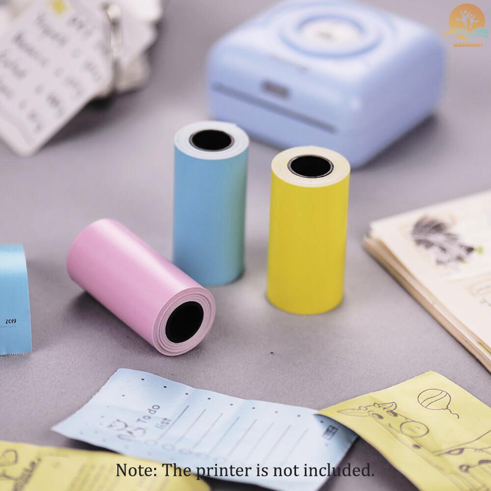 Printable Color Sticker Paper Roll Direct Thermal Paper with Self-adhesive 57*30mm(2.17*1.18in) for PeriPage A6 Pocket Thermal Printer for PAPERANG P1/P2 Mini Photo Printer, 3 Rolls