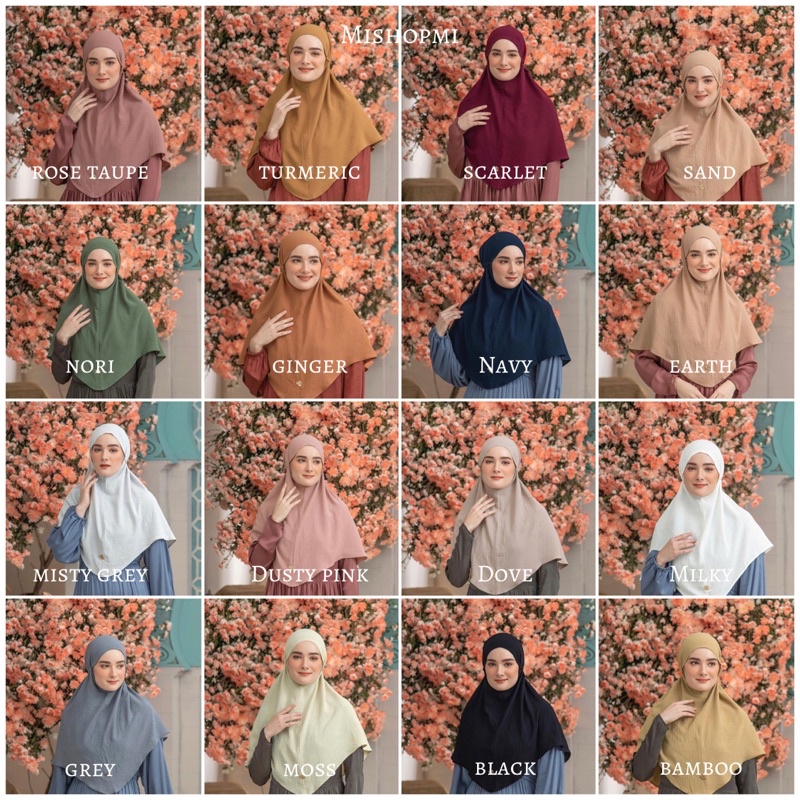 Aluna Bergo Bamboo Nori Black Navy Dusty Pink Misty Grey Earth Milky Rose Taupe Ginger Turmeric Sand