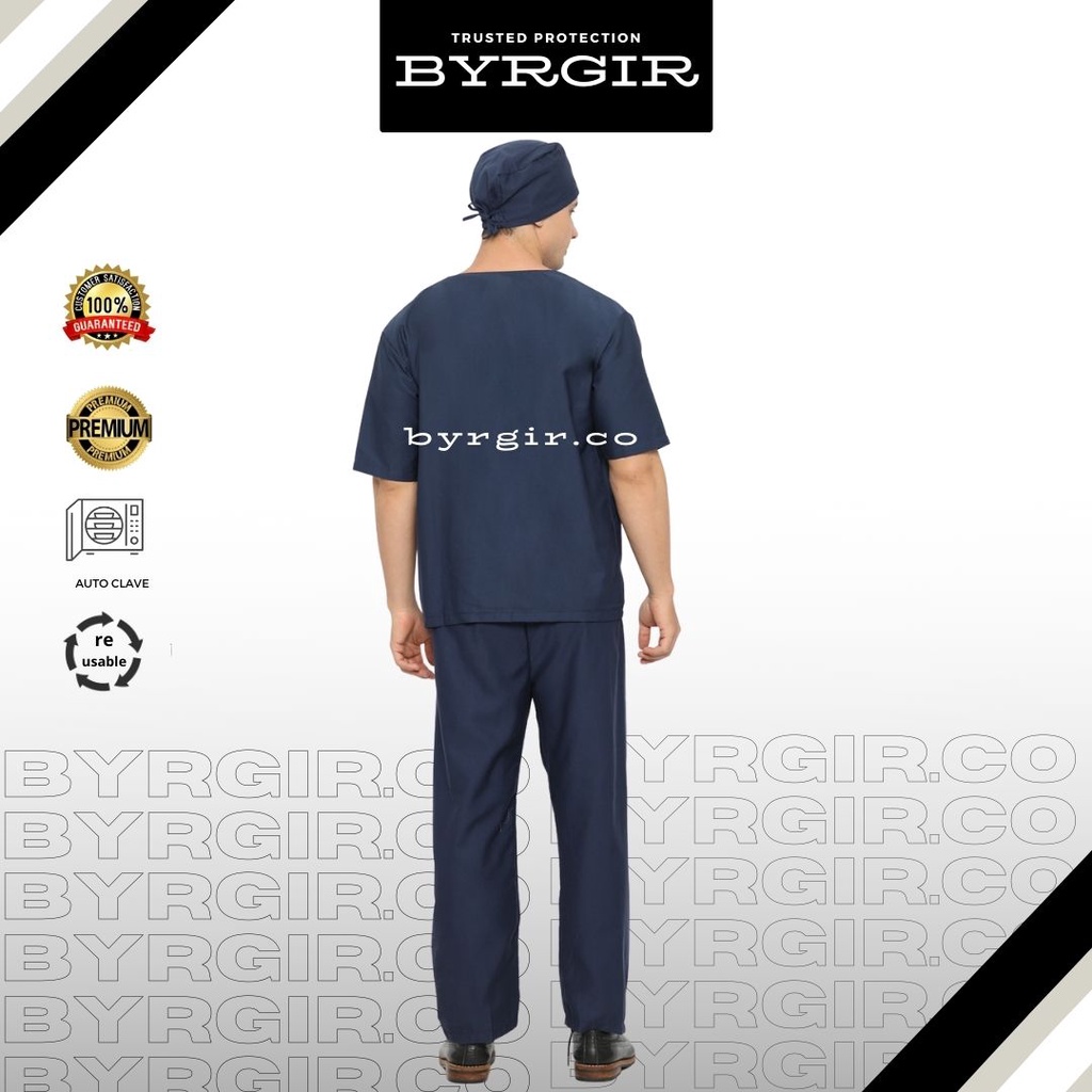 BYRGIR Baju OKA Lengan Pendek Dokter Perawat Bahan American Drill APD