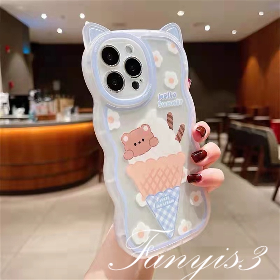 Compatible For iPhone 14 13 12 11 Pro Max X XR Xs Max 8 7 6 6s Plus SE 2020 Soft Case Transparan Desain Telinga Kucing Beruang Untuk