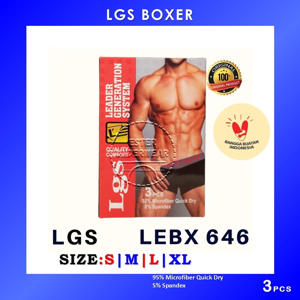 Celana Boxer Pria LGS  646 ISI 3Pcs|Celana Boxer LGS SPORT