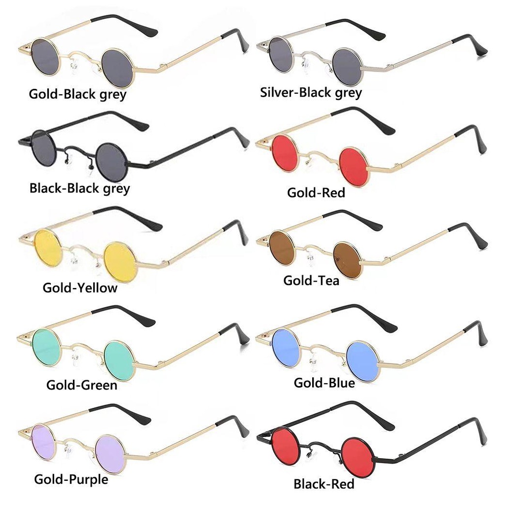 [POPULAR] Retro Small Round Sunglasses Candy Color Shades Sun Glasses Women Men Metal Frame Ins Fashion Hip Hop Punk