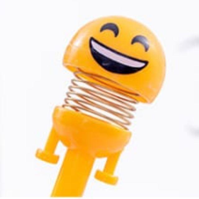 Pena Emoticon Per Karakter Unik Lucu Emoji Karakter Smile Spring Doll Pen Import Pulpen Motif-6. Ketawa 😀