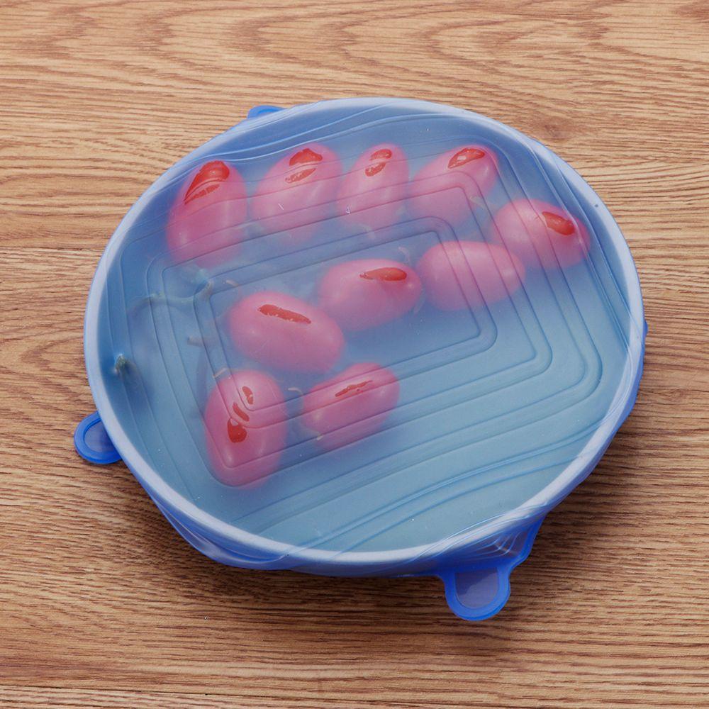 R-FLOWER Penutup Mangkok Universal 4warna Makanan Segar Peralatan Masak Reusable Seal Bulat Kotak