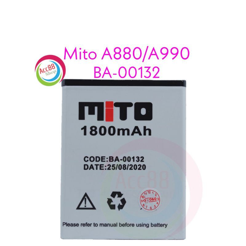 Baterai Battery Batre Original Mito A880 / A990 / BA00132 / ba00132