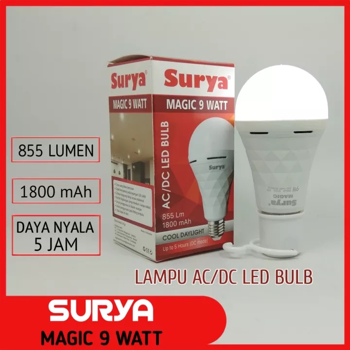 Bohlam SURYA MAGIC Genius Lampu emergency AC DC 9W 9 Watt