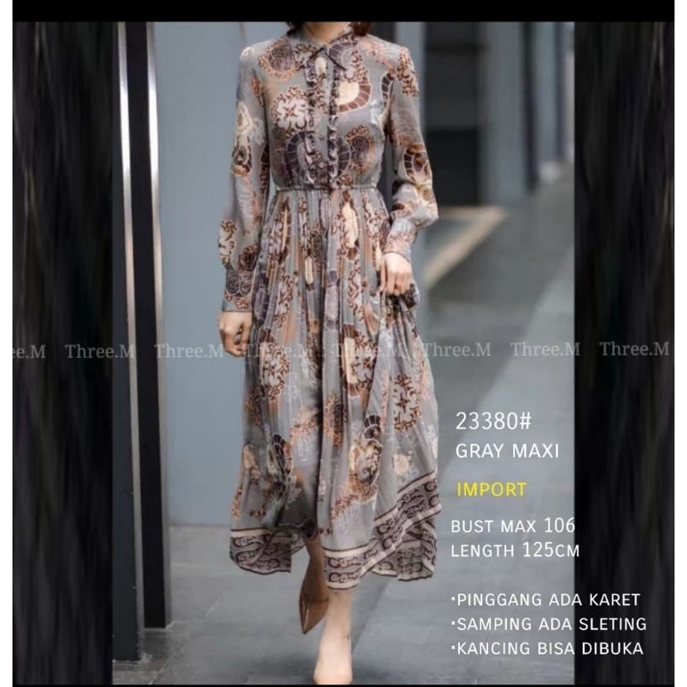 MDLV ~ 23380 GRAY MAXI DRESS MAXI GAMIS MAXI DRESS PREMIUM FASHION MUSLIM FASHION IMPORT