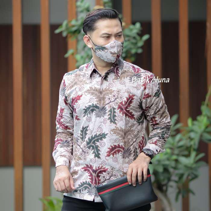 Baju Kemeja Batik Premium Slimfit Furing Lengan Panjang Pria Cowok Murah Batik Solo Aluna 025