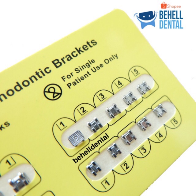 BRACKET BEHEL GIGI METAL AMPLOP YELLOW KUNING ORIGINAL - Kawat Dental Untuk Perbaikan Gigi - Mini Edgewise 0.22 Slot bukan Roth