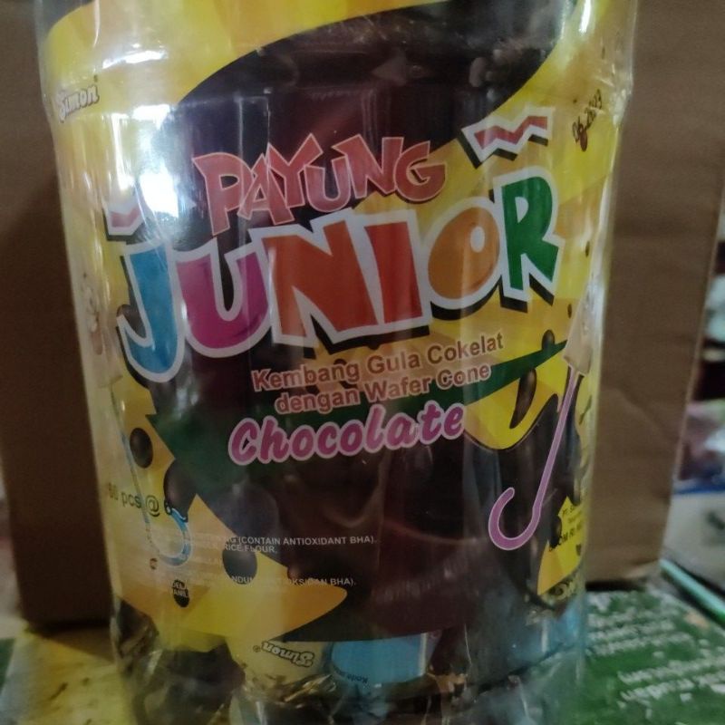 payung junior kembang gula cokelat dengan wafer cone chocolate toples