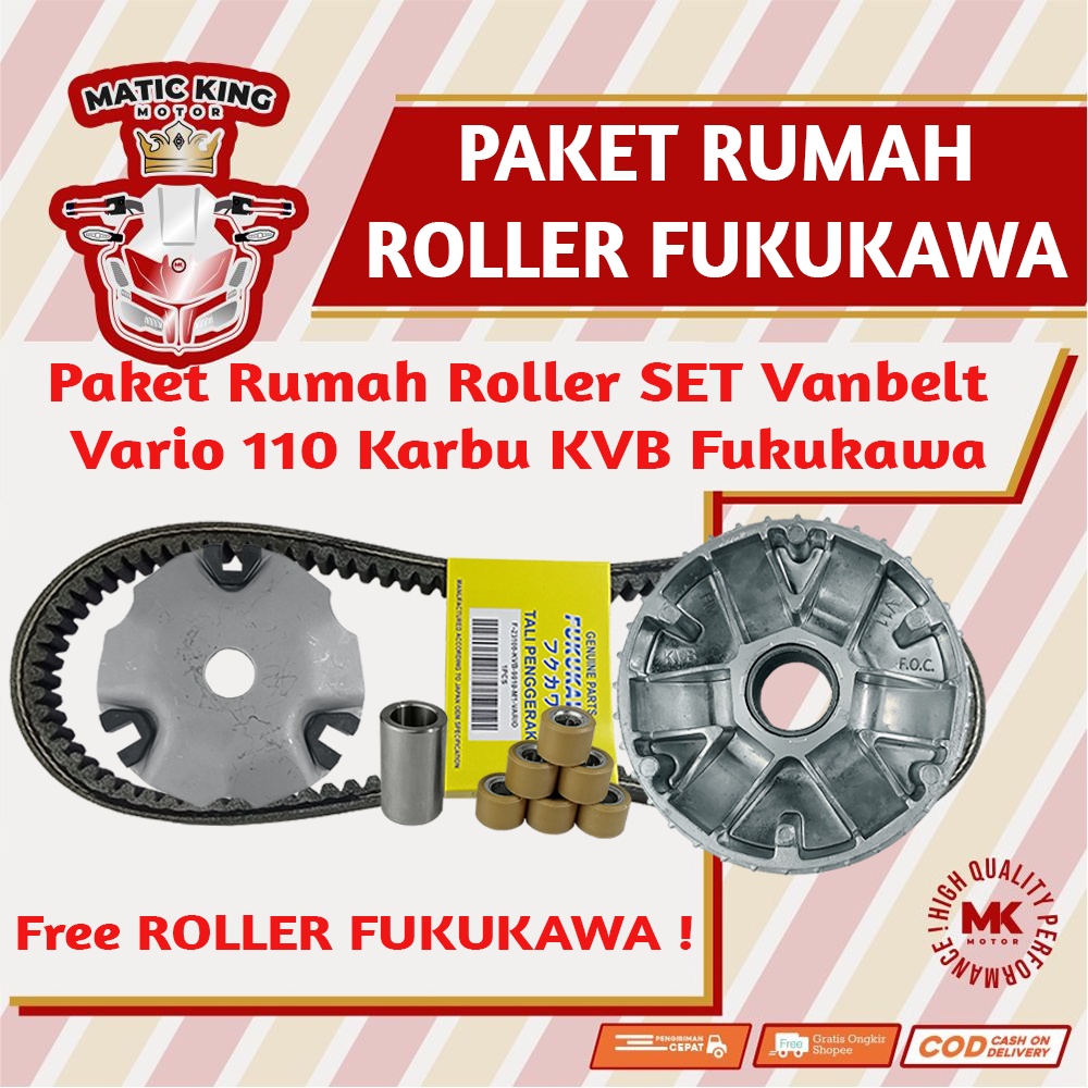 Paket Kirian Rumah Roller Vanbelt KIT Roller Honda Vario 110 Tecno Karbu KVB Fukukawa