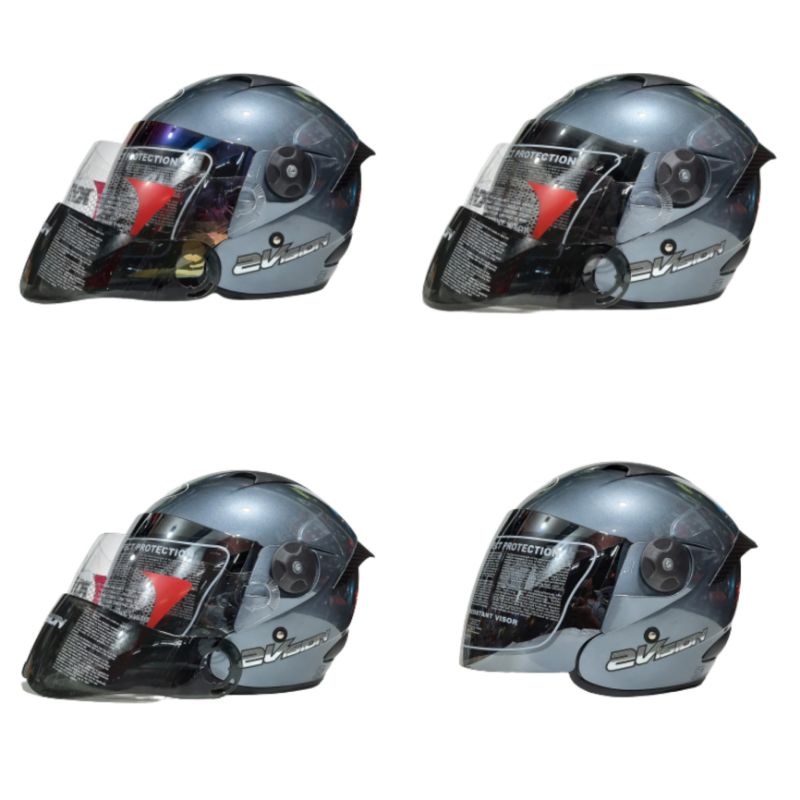 Helm KYT 2 Vision Allgrey Paket Ganteng