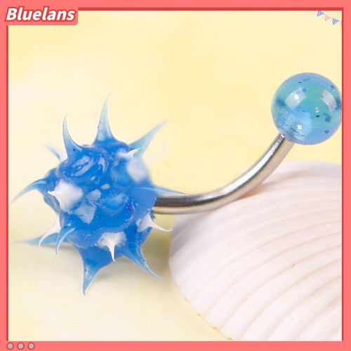 Bluelans 10Pcs Women Cute Prickly Ball Navel Belly Button Barbell Ring Body Piercing