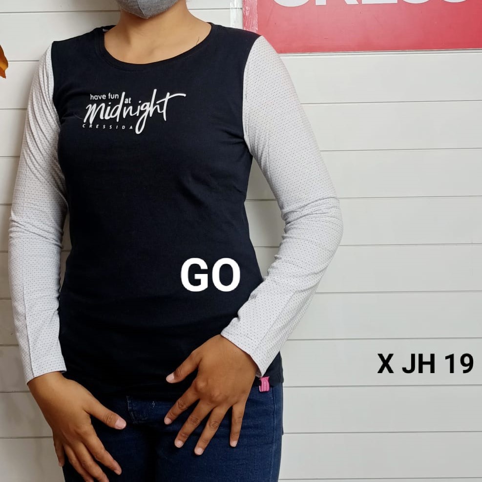 gosCRESSIDA BAJU Cewek Pakaian Atasan Kaos Wanita Casual Santai Original Lengan Panjang Bagus