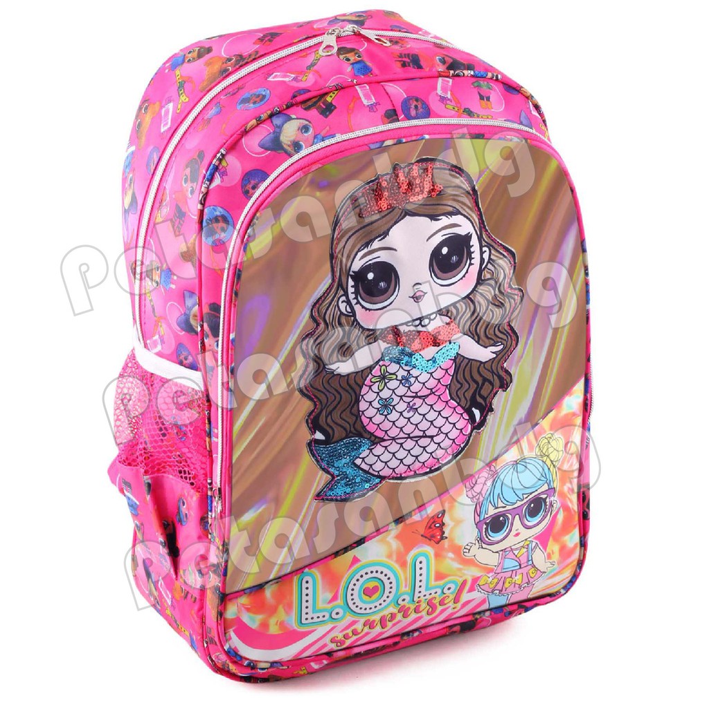 PTS - Ransel Sekolah Anak Perempuan Karakter LOL SURPRISE - Ransel Hologram LED - DAYLIGHT - FREE BOTOL