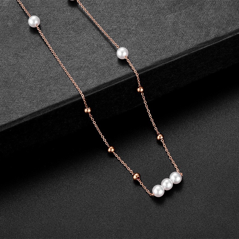 8398 Kalung mutiara Titanium Korea Style Wanita Anti Karat