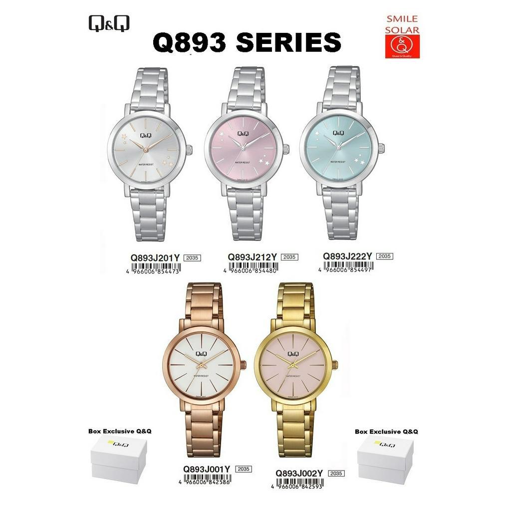 Jam Tangan Wanita Casual Business Rantai Stainless Steel Analog Original Q&amp;Q QnQ QQ S283 Q893 Series