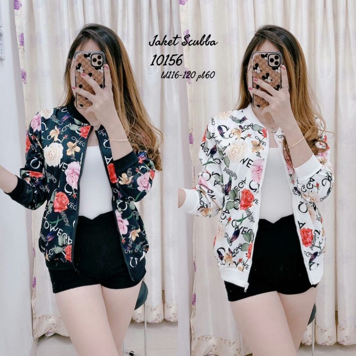 Jaket Wanita FASHION WANITA 10156 JAKET SCUBA IMPORT - Putih(O3Z9) REAL PICT BAHAN PREMIUM BISA COD 