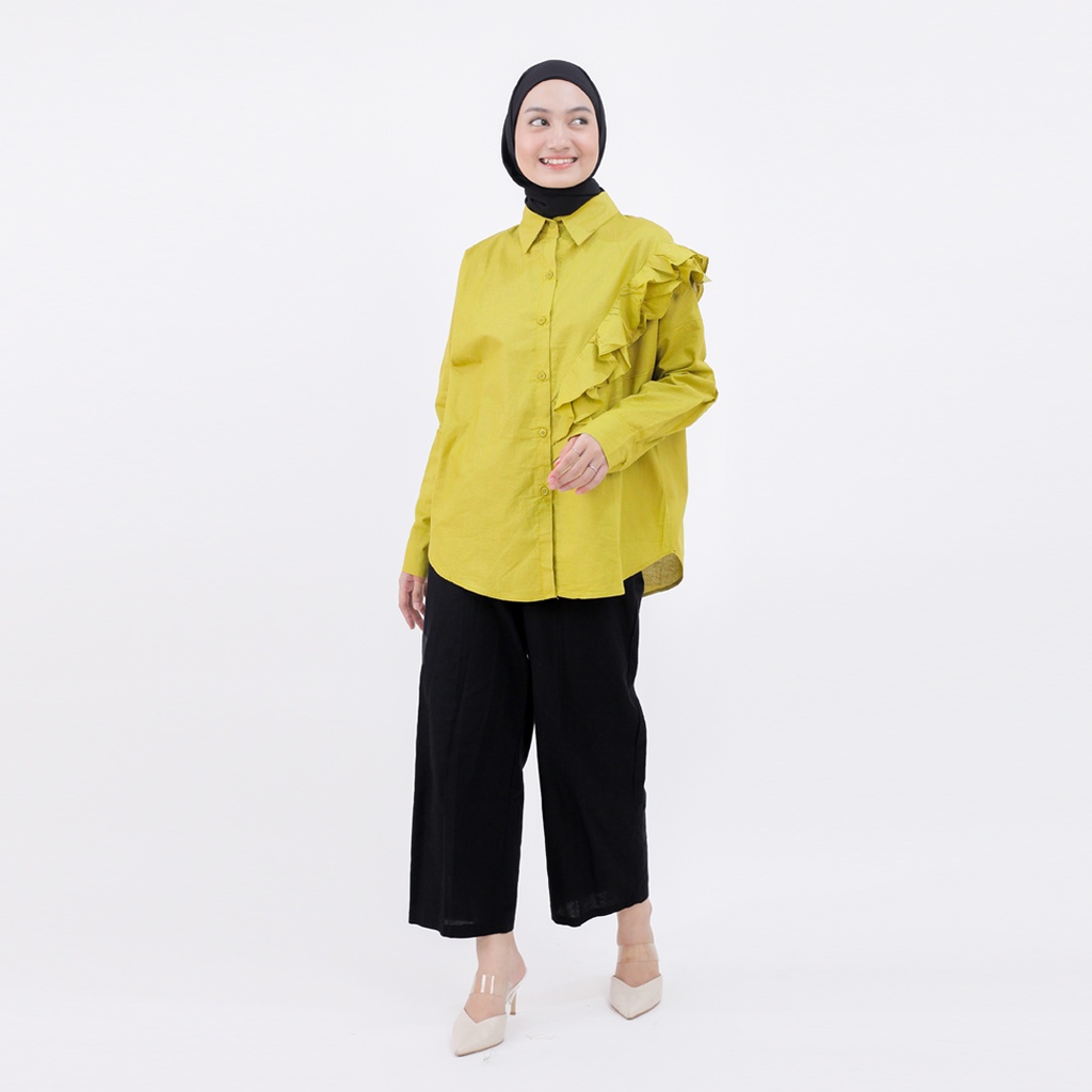 RX FASHION  - LOUISHA KATUN SHIRT XXL TWISTCONE / KEMEJA RAMI VALERIA / LOUISHA BLOUSE WANITA KEKINIAN OVERSIZE SHIRT RAMPEL - NN