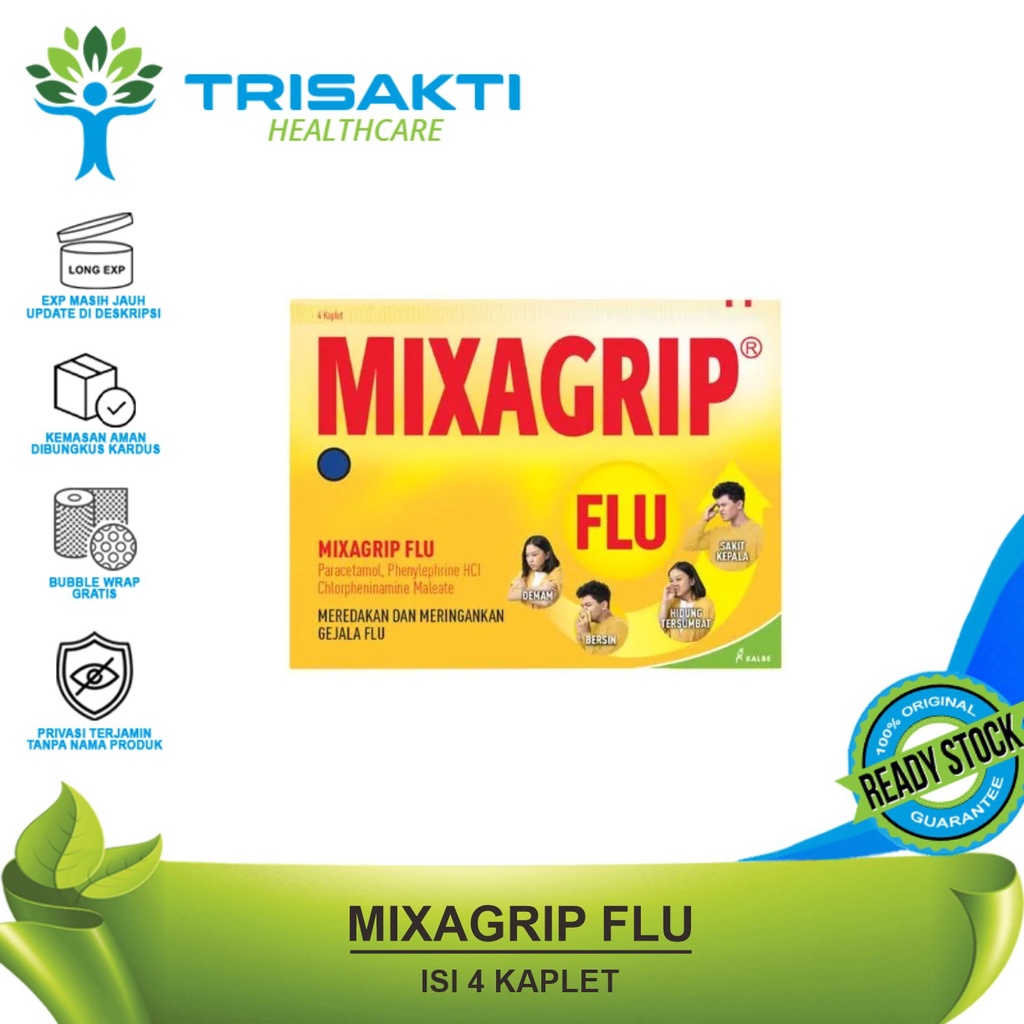 Jual Mixagrip Flu Strip isi 4 TabMeredakan Flu/Hidung Tersumbat/Bersin