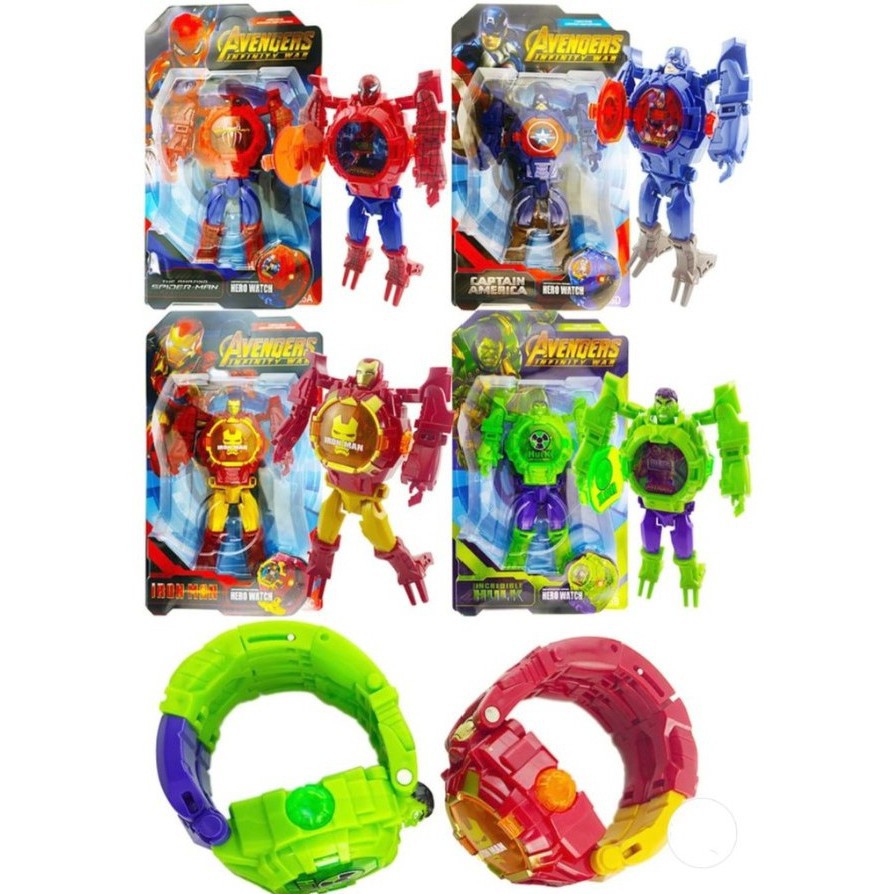 BAJ JAM TANGAN ANAK ROBOT TRANSFORMASI TRANSFORMER ROBOT MODEL AVENGERS SUPERHERO - JA014