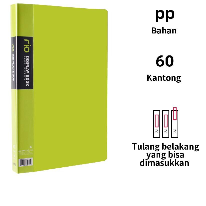 

✩ Deli Display Book Clear Holder Seri Rio FC 60 halaman 0.95mm Cover Plastik PP warna cerah EB01402