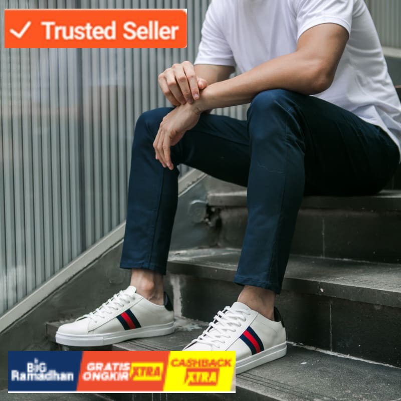 SNEAKERS COWOK HITAM BIRU MISTY  LIVEHAF - Web Sneakers White NRN