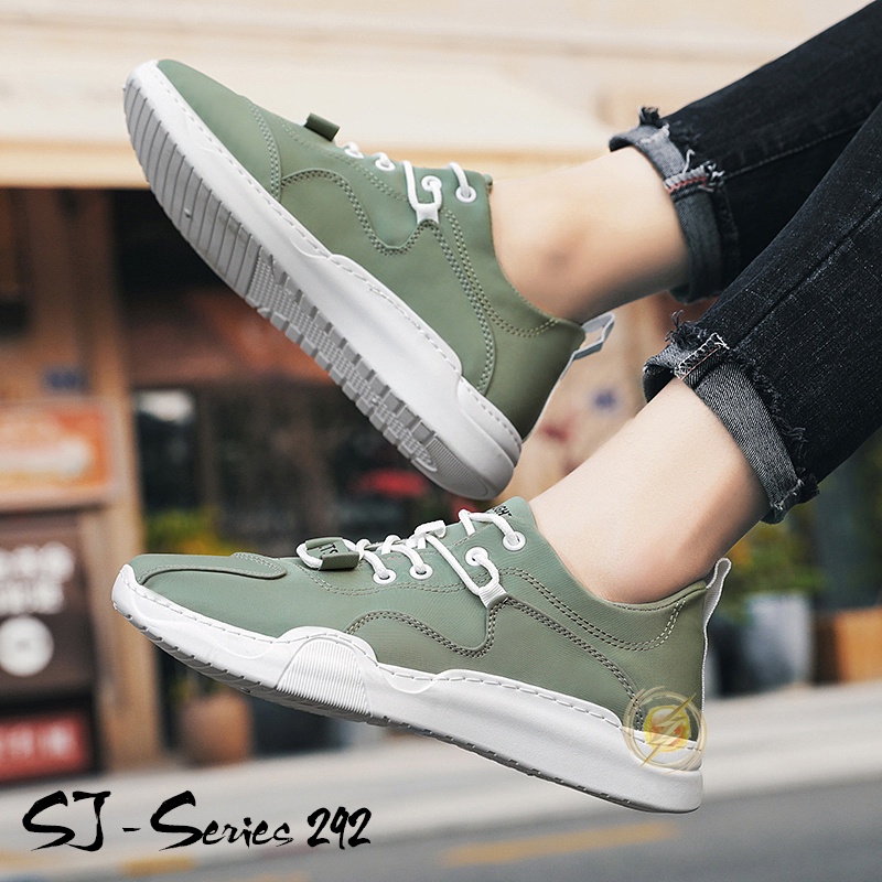 [NOOS] Sepatu Senakers Pria Fashion Tali Elastis Series 3 Kualitas Premium -292 ARMY