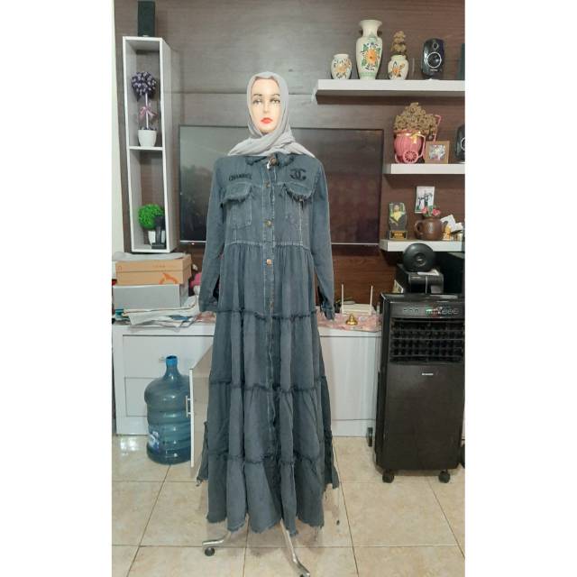Gamis jeans SHR chanel 3 umpak