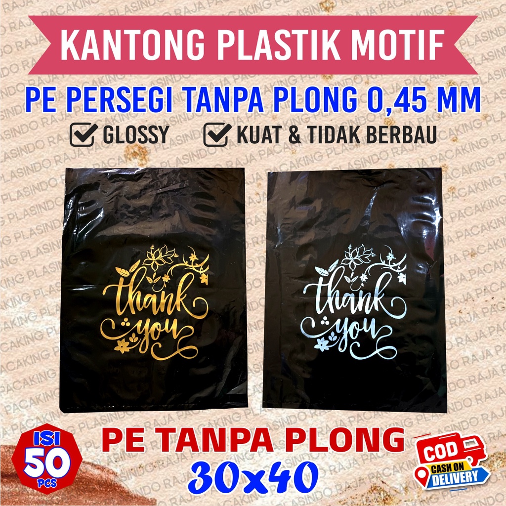 (isi 50pcs) Plastik Packing Uk 30x40 PE TANPA PLONG Motif Thank You Khusus Packing Plastik Sablon Plastik Olshop Plastik Murah Kantong plastik motif