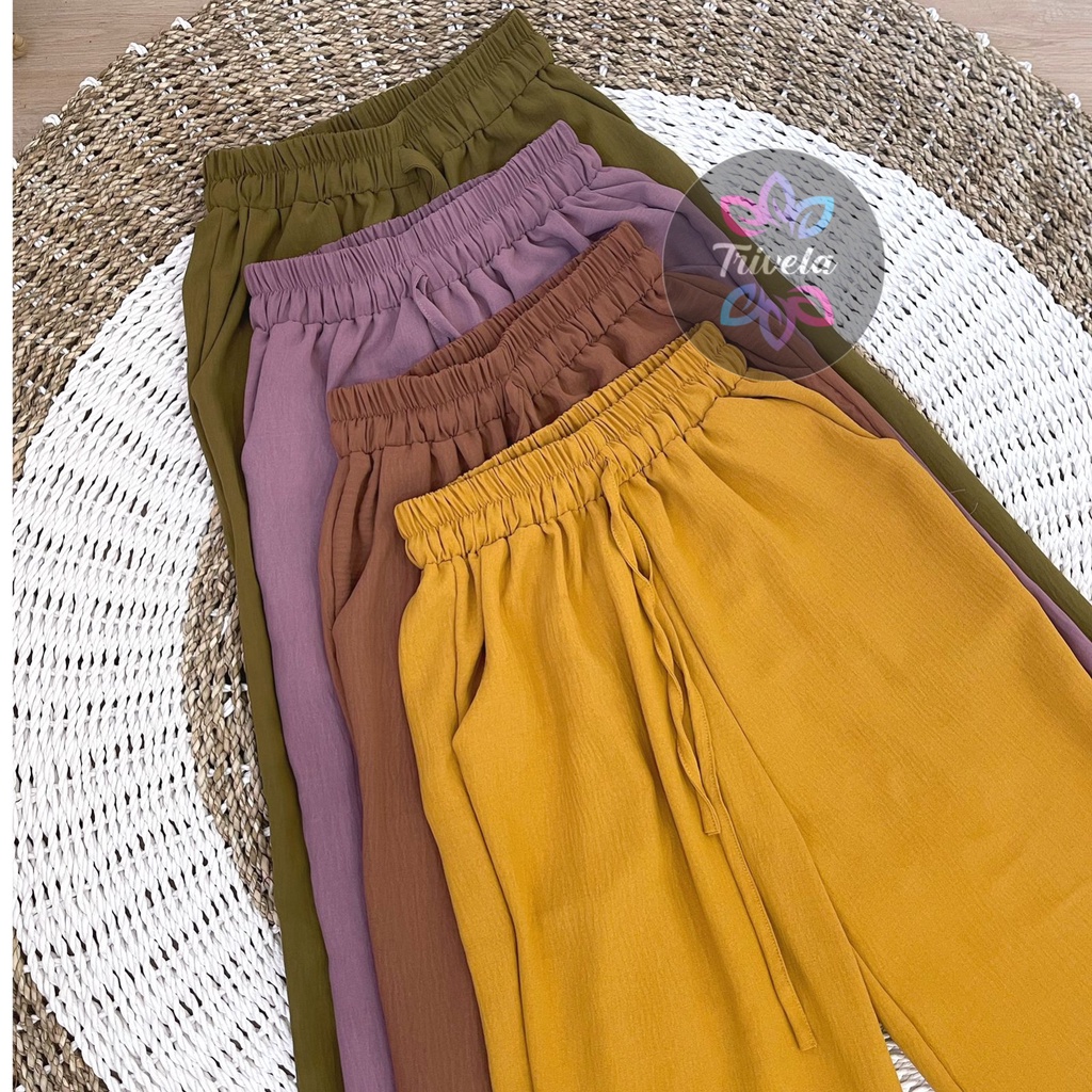 TRIVELA - Hanna Kulot Cringkel Full Karet Premium ANTI NGATUNG / Kulot Jeans Premium Highwaist SJJ