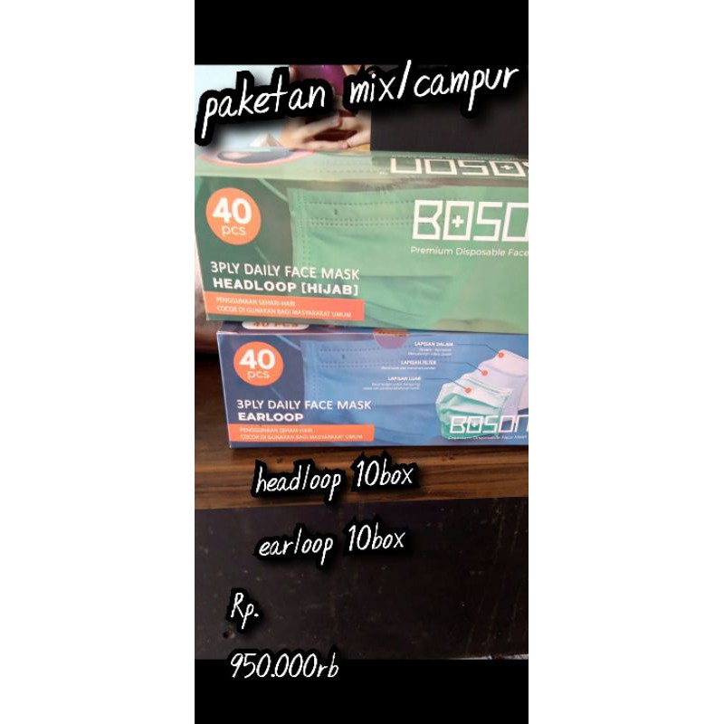 paketan masker BOSON headloop/earloop