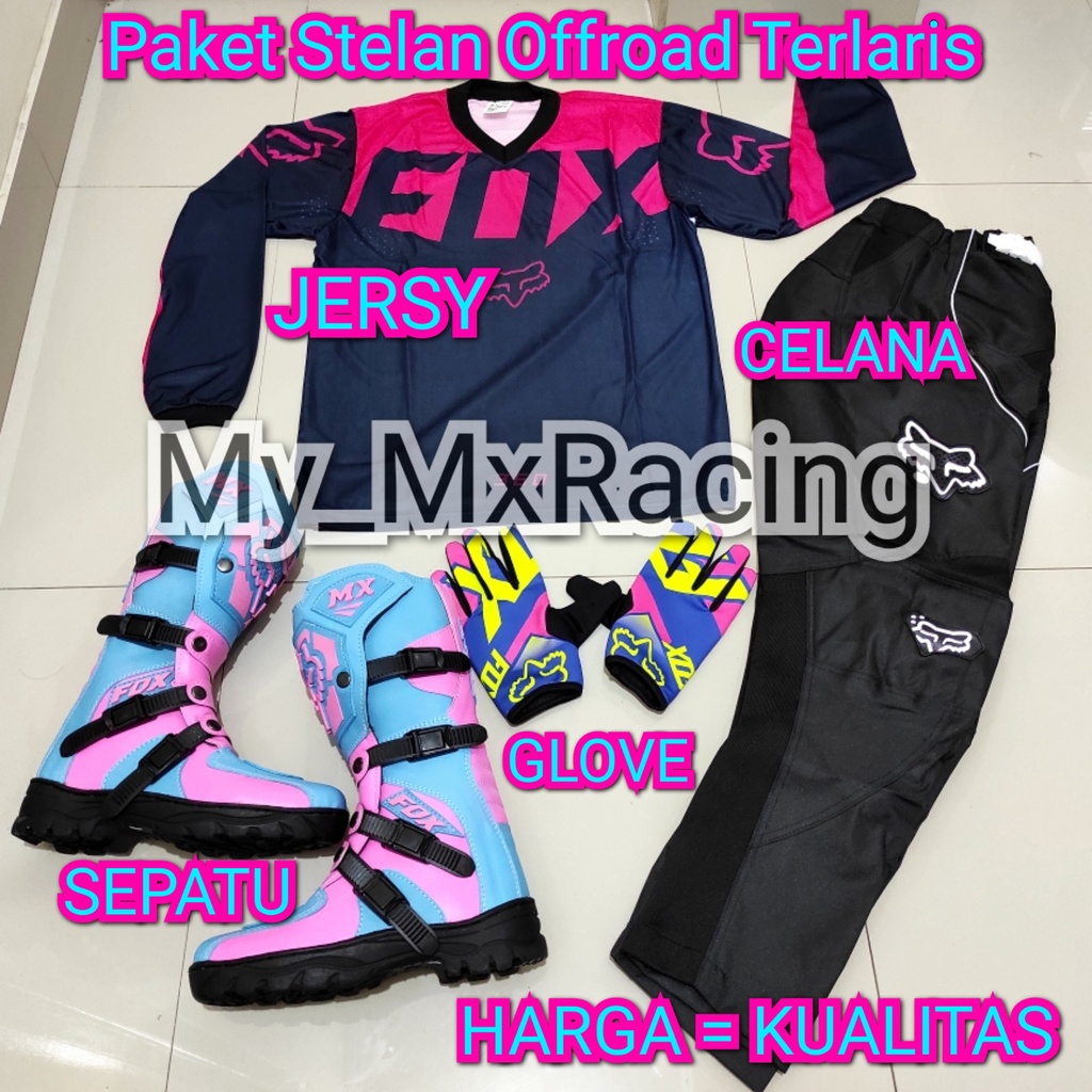 promo stelan offroad FX 32 trail cross sepatu cross jerset trail celana cross tral bonus sarung tangan