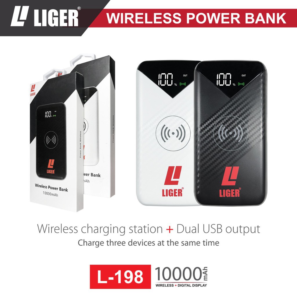 Power Bank Liger L-198 Wireless 10000mAh with Digital Display